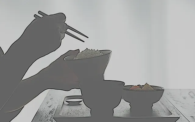 一人でご飯を食べている様子